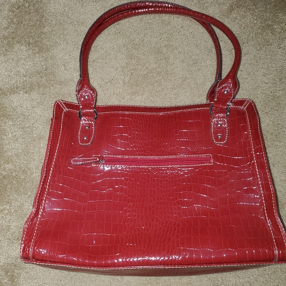 Red Faux Crocodile Handbag - Picture 2 of 3